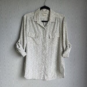 Partners Mervyn's Vintage‎ 14 Womens Satin Button Down USA Made Retro Sage Green